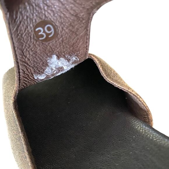 Cordani Brown Distressed Leather Wedge Sandals size 39 size 8.5 - Picture 7 of 10